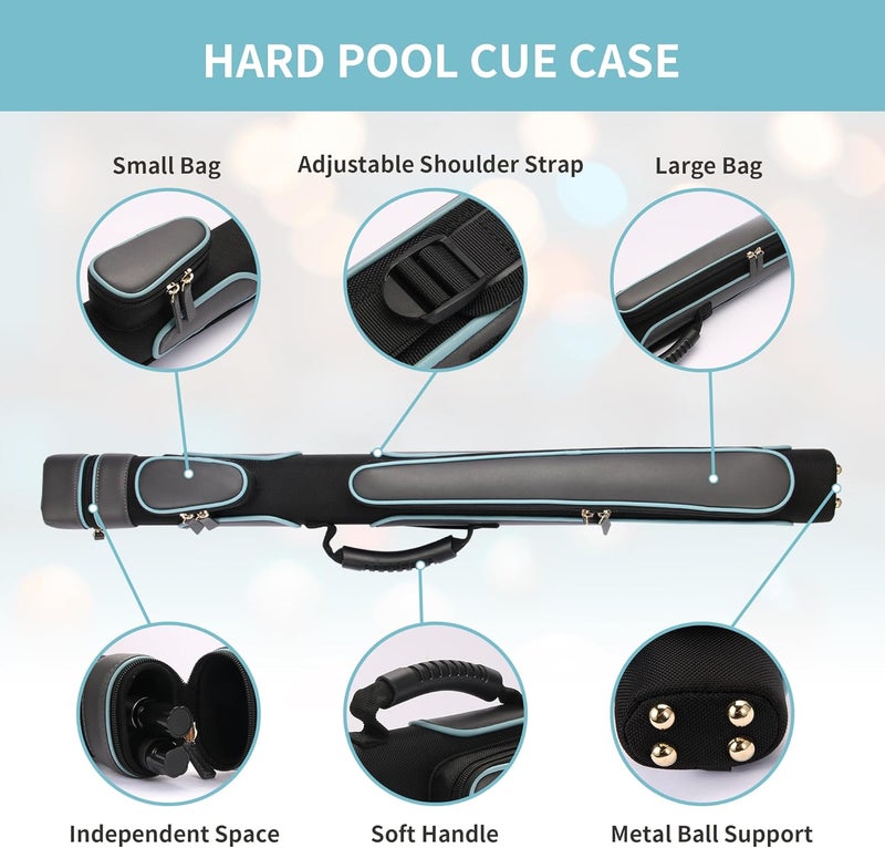 Yautja Pool Cue Case, Hard Pool Stick Case 1x1, Holds 1 Complete of 2-Piece Cue, with 2 Zipper Pockets, Soft Shoulder Strap Handle, Waterproof PU Billiard Stick Bag, Billiards Pool Accessories for Man Women - Image 3